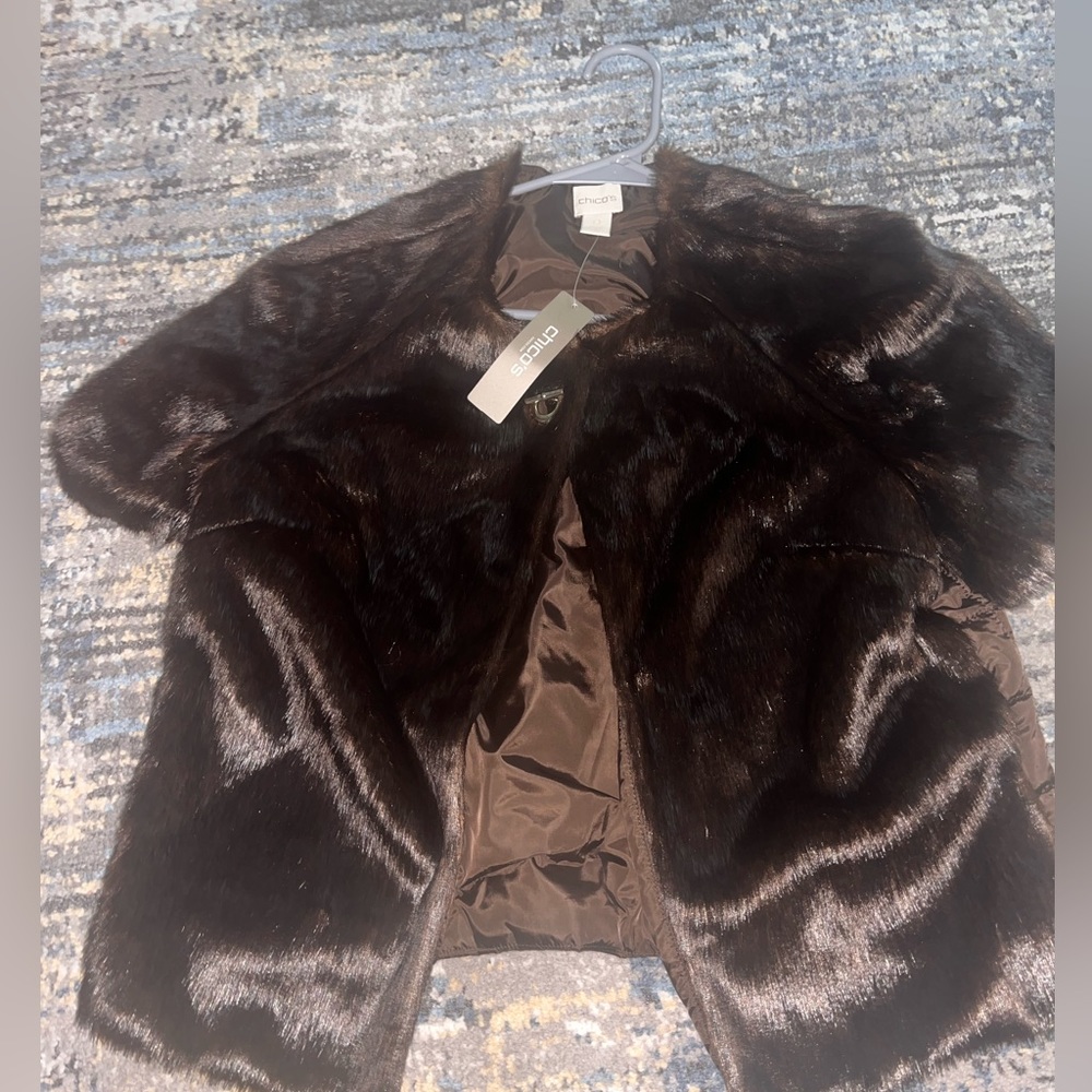 Chico’s faux fur Jacket